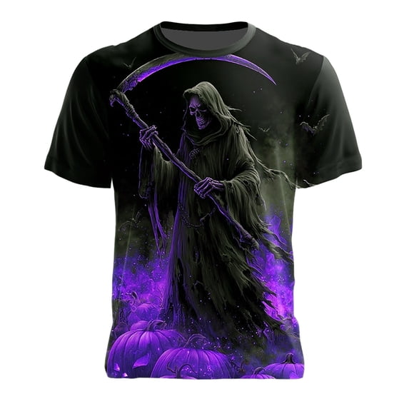 CONZONE Mens Halloween T-Shirts Spooky Season Graphic Tees for Men Short Sleeve Crew Neck Casual Tops