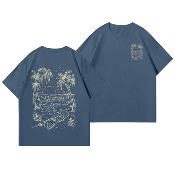 CONZONE Mens Hawaii Tshirts Short Sleeve Beach T-Shirts for Men Crew Neck Tropical Graphic Casual Summer Tee Tops