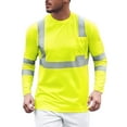 thumbnail image 1 of CONZONE Mens Hi Vis Safety T-Shirts Long Sleeve T Shirts for Men Casual Crew Neck Patchwork Color Reflective Strip Tees Soft Cozy Workwear, 1 of 4