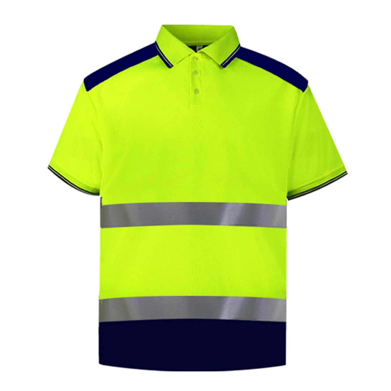 Strip Solid Color CONZONE Mens Hi Vis Shirt Short Sleeve Safety Shirt With Reflective ...