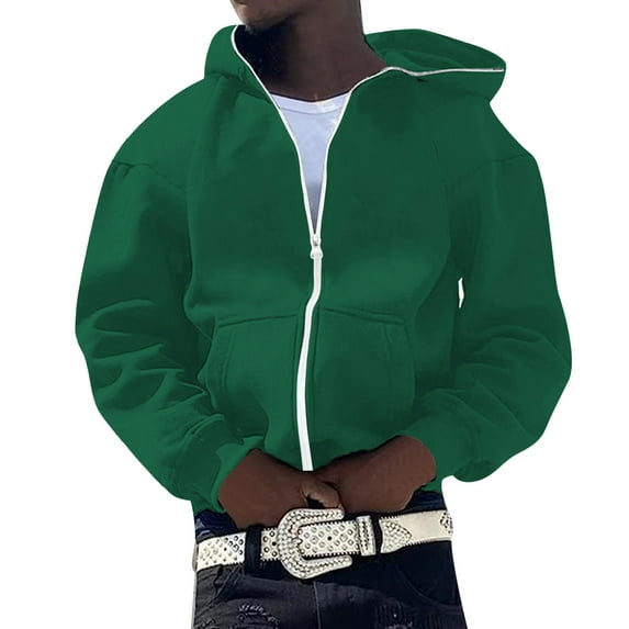 CONZONE Mens Hoodies Solid Color Cardigan Hoodie for Men Zip Long Sleeve Pullover Hooded Sweatshirt Soft Fall Winter Sweatshirts With Pocket