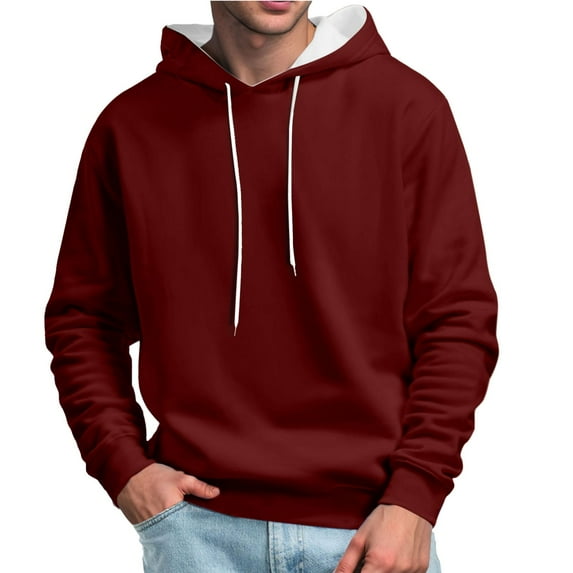 CONZONE Mens Hoodies Solid Color Hoodie for Men Long Sleeve Pullover Hooded Sweatshirt Soft Fall Winter Sweatshirts With Pocket