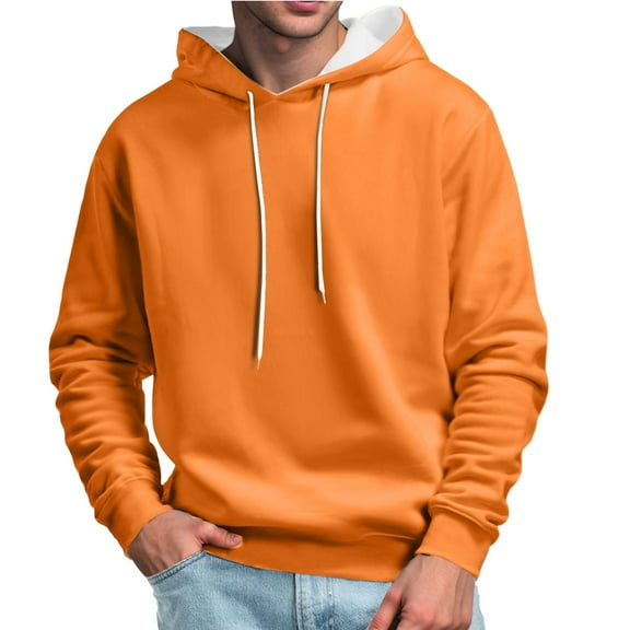 CONZONE Mens Hoodies Solid Color Hoodie for Men Long Sleeve Pullover Hooded Sweatshirt Soft Fall Winter Sweatshirts With Pocket