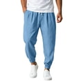 thumbnail image 1 of CONZONE Mens Linen Pants Tapered Leg Elastic Waist Drawstring Joggers For Men Relaxed Fit Casual Summer Trousers With Pockets, 1 of 5