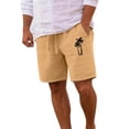 thumbnail image 1 of CONZONE Mens Linen Shorts Elastic Waist Drawstring Summer Beach Shorts for Men Hawaiian Graphic Lightweight Loose Fit Outdoor Shorts With Pockets, 1 of 5