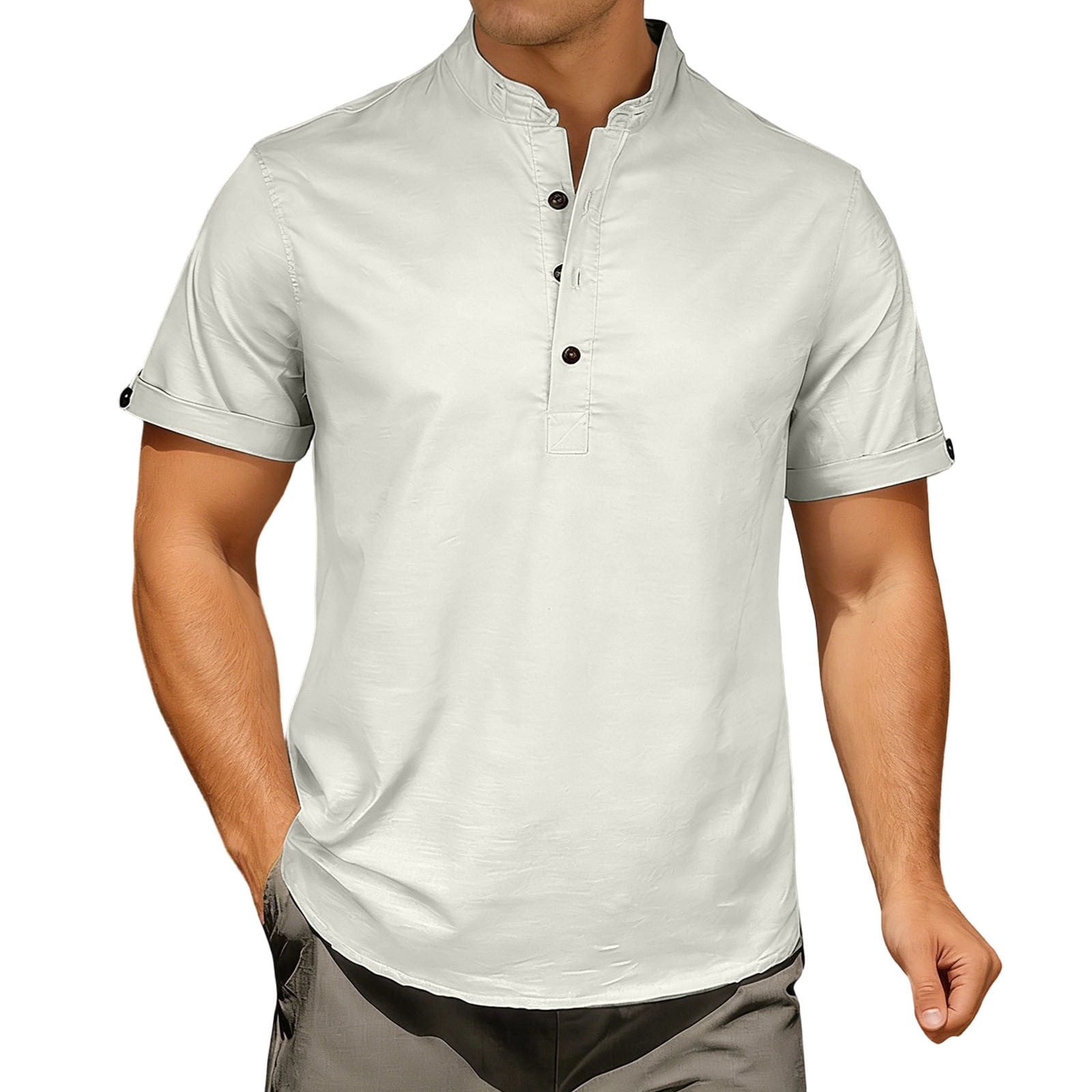 CONZONE Mens Linen T-Shirts Short Sleeve T Shirts for Men Casual Crew ...