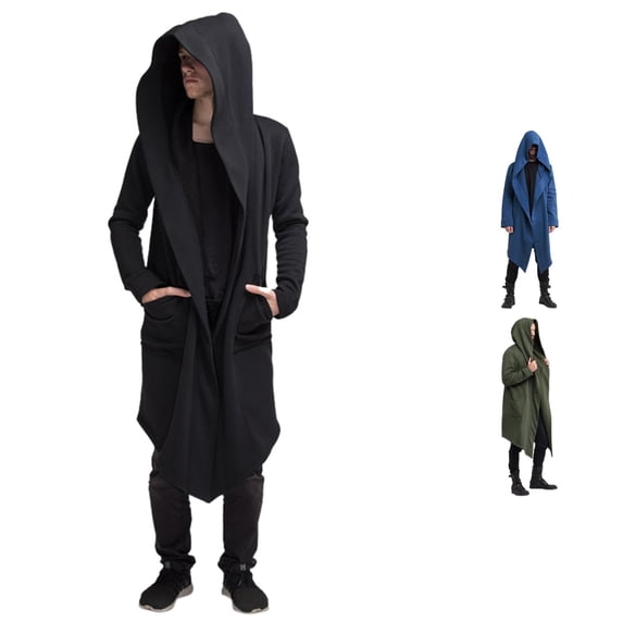 CONZONE Mens Long Hoodies Long Sleeve Hooded Sweatshirts For Men Solid Color Loose Fit Trendy Fall Winter Mens Hoodies With Pocket