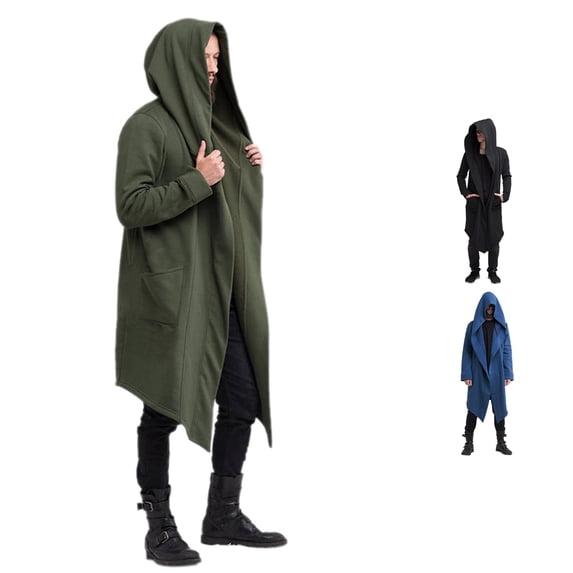 CONZONE Mens Long Hoodies Long Sleeve Hooded Sweatshirts For Men Solid Color Loose Fit Trendy Fall Winter Mens Hoodies With Pocket