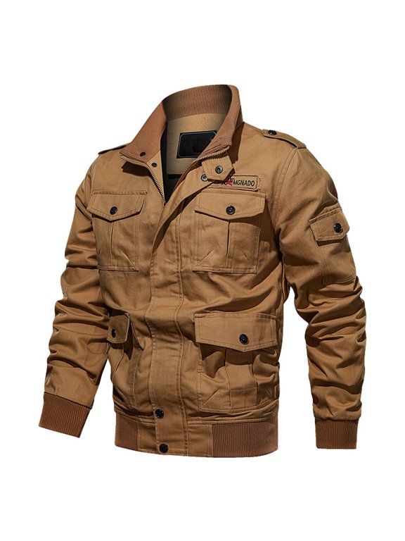 Mens Military Jacket Full Zip Up Jacket for Men Lightweight Stand Collar Fall Windbreaker Jackets With Pockets