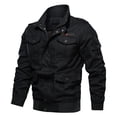thumbnail image 1 of CONZONE Mens Military Jacket Full Zip Up Jacket for Men Lightweight Stand Collar Fall Windbreaker Jackets With Pockets, 1 of 2
