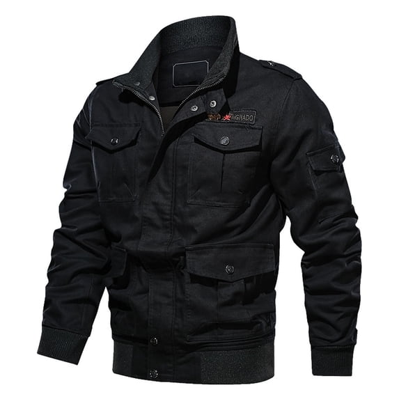 CONZONE Mens Military Jacket Full Zip Up Jacket for Men Lightweight Stand Collar Fall Windbreaker Jackets With Pockets