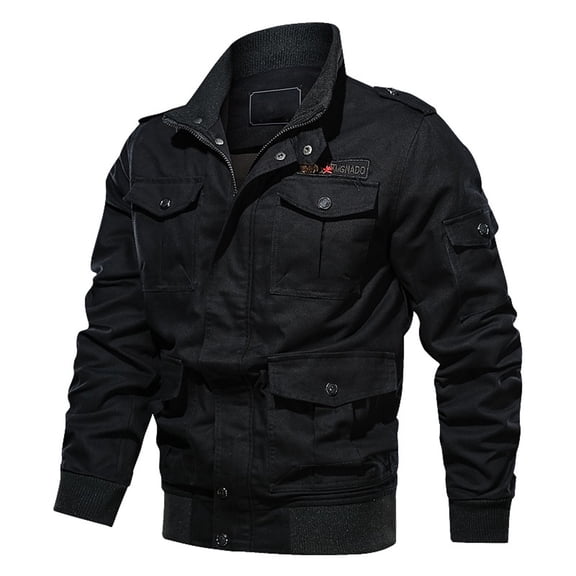 CONZONE Mens Military Jacket Full Zip Up Jacket for Men Lightweight Stand Collar Fall Windbreaker Jackets With Pockets