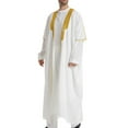 thumbnail image 1 of CONZONE Mens Muslim Kaftan Abaya Long Sleeve Robe For Men Trendy Solid Color Lapel Arab Thobe, 1 of 5