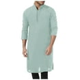 thumbnail image 1 of CONZONE Mens Muslim Kaftan Abaya Long Sleeve Robe For Men Trendy Solid Color Lapel Arab Thobe, 1 of 7