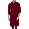 thumbnail image 1 of CONZONE Mens Muslim Kaftan Abaya Long Sleeve Robe For Men Trendy Solid Color Lapel Arab Thobe, 1 of 7