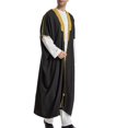 thumbnail image 1 of CONZONE Mens Muslim Kaftan Abaya Long Sleeve Robe For Men Trendy Solid Color Lapel Arab Thobe, 1 of 5