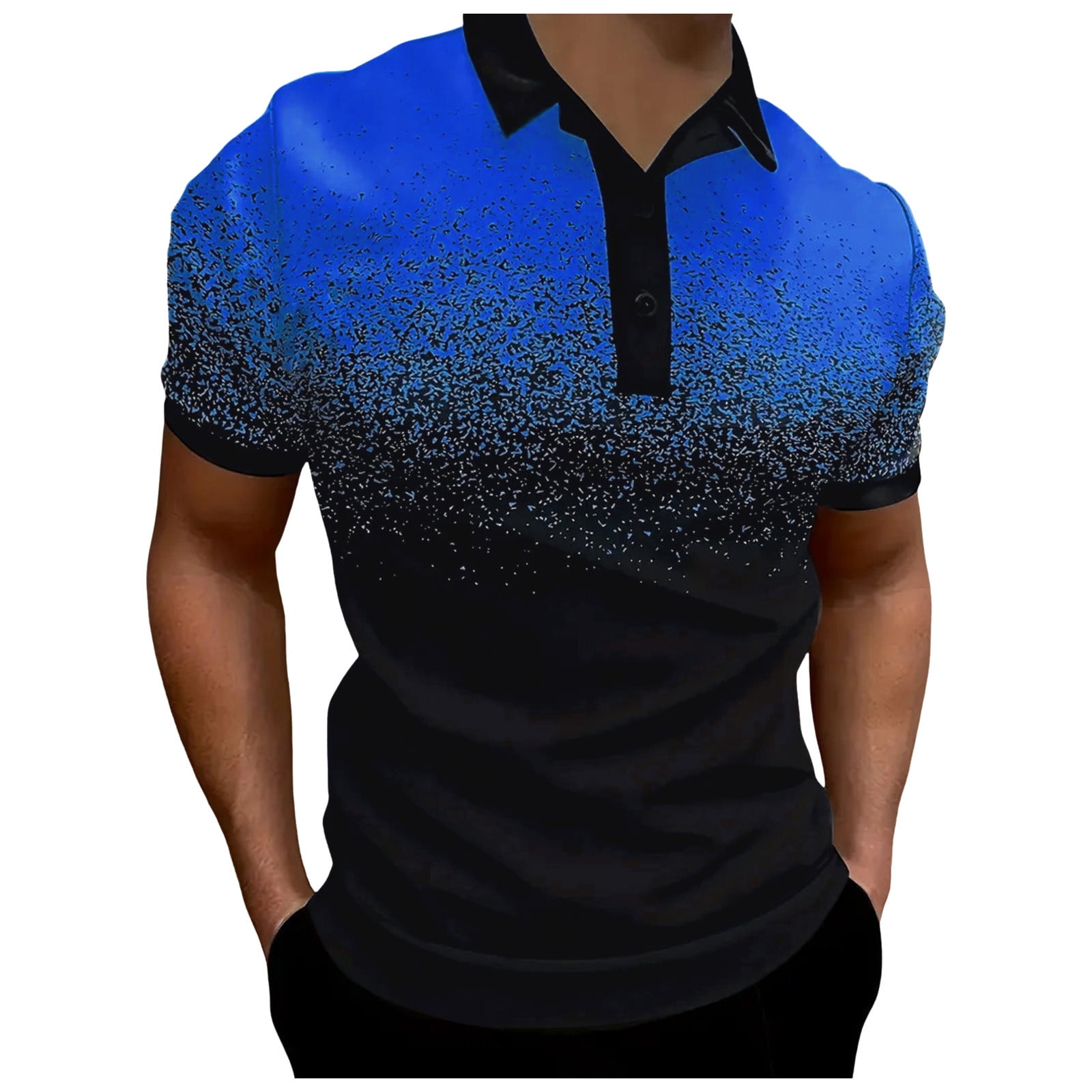 CONZONE Mens Polo Shirt Short Sleeve Casual Polo Shirt for Men Gradient ...