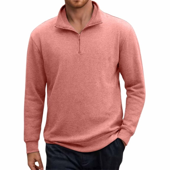 CONZONE Mens Pullover Sweatshirts Long Sleeve Sweatshirt for Men Trendy Plus Size Quarter Zip Stand Collar Fall Hoodie Sweatshirt