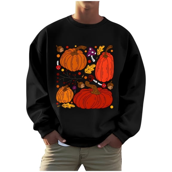 CONZONE Mens Pullover Sweatshirts Long Sleeve Sweatshirt for Men Trendy Casual Graphic Crew Neck Warm Fall Hoodie Sweatshirt