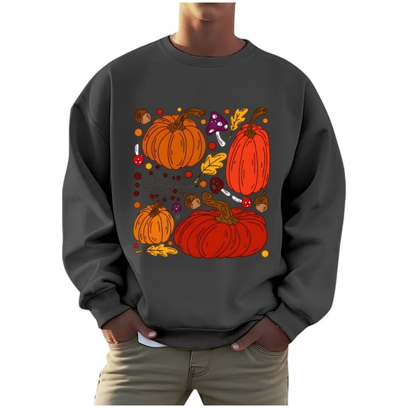 CONZONE Mens Pullover Sweatshirts Long Sleeve Sweatshirt for Men Trendy Casual Graphic Crew Neck Warm Fall Hoodie Sweatshirt