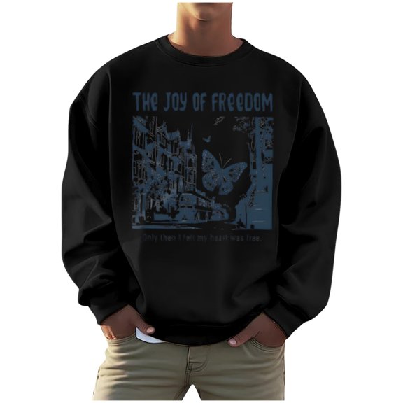 CONZONE Mens Pullover Sweatshirts Long Sleeve Sweatshirt for Men Trendy Casual Graphic Crew Neck Warm Fall Hoodie Sweatshirt