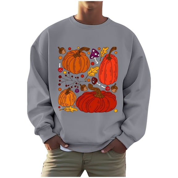 CONZONE Mens Pullover Sweatshirts Long Sleeve Sweatshirt for Men Trendy Casual Graphic Crew Neck Warm Fall Hoodie Sweatshirt