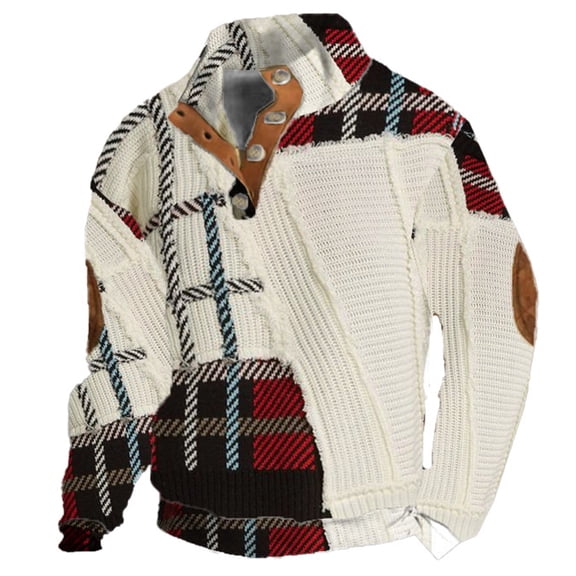 CONZONE Mens Pullover Sweatshirts Long Sleeve Sweatshirt for Men Trendy Casual Quarter Buttons Stand Up Collar Warm Hoodie Sweatshirt