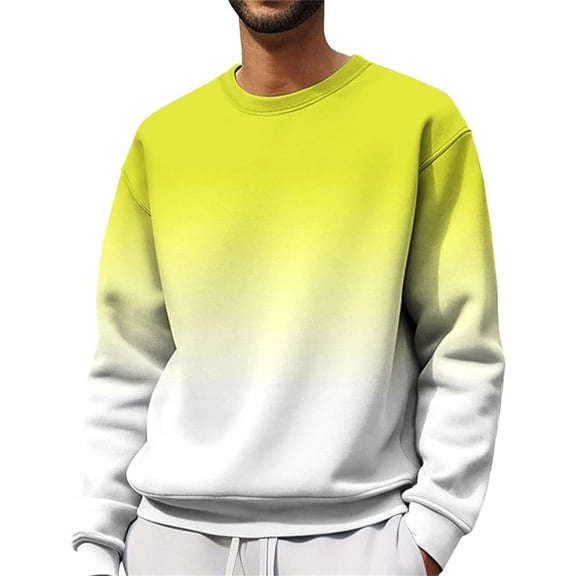CONZONE Mens Pullover Sweatshirts Long Sleeve Sweatshirt for Men Trendy Gradient Color Plus Size Warm Fall Hoodie Sweatshirt