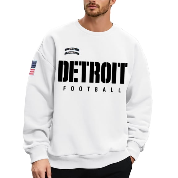 CONZONE Mens Pullover Sweatshirts Long Sleeve Sweatshirt for Men Trendy Letter Graphic Y2K Crew Neck Warm Fall Hoodie Sweatshirt