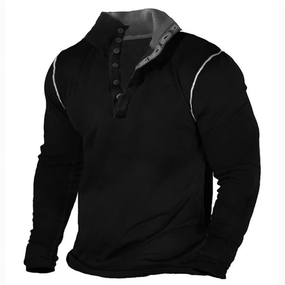 CONZONE Mens Pullover Sweatshirts Long Sleeve Sweatshirt for Men Trendy Plus Size Quarter Buttons Warm Fall Hoodie Sweatshirt