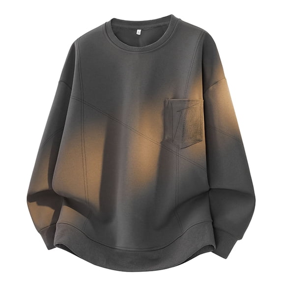 CONZONE Mens Pullover Sweatshirts Long Sleeve Sweatshirt for Men Trendy Solid Color Crew Neck Warm Fall Hoodie Sweatshirt