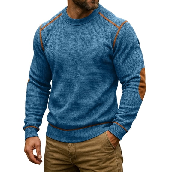 CONZONE Mens Pullover Sweatshirts Long Sleeve Sweatshirt for Men Trendy Solid Color Crew Neck Warm Fall Hoodie Sweatshirt