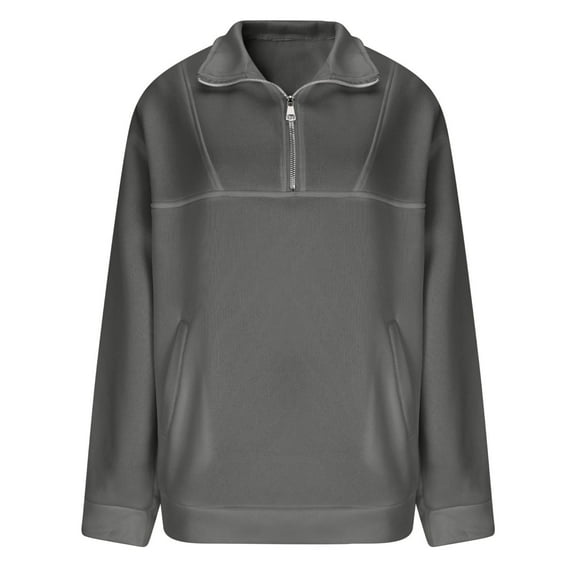 CONZONE Mens Pullover Sweatshirts Long Sleeve Sweatshirt for Men Trendy Solid Color Quarter Zip Stand Collar Warm Hoodie Sweatshirt