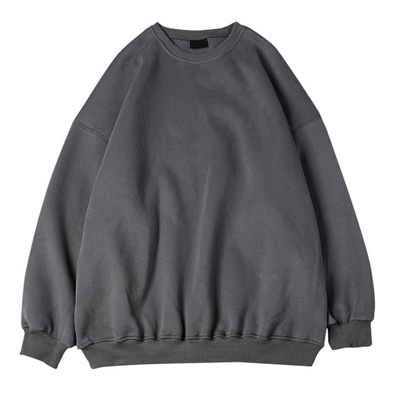 CONZONE Mens Pullover Sweatshirts Long Sleeve Sweatshirt for Men Trendy Solid Color Y2K Crew Neck Warm Fall Hoodie Sweatshirt