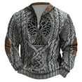 thumbnail image 1 of CONZONE Mens Pullover Sweatshirts Long Sleeve Sweatshirt for Men Trendy Viking Mythology Graphic Quarter Zip Warm Warm Hoodie Sweatshirt, 1 of 3