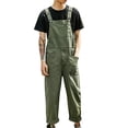 thumbnail image 1 of CONZONE Mens Romper Sleeveless Loose Fit Jumpsuits Solid Color One Peice Bib Overalls With Pocket, 1 of 7