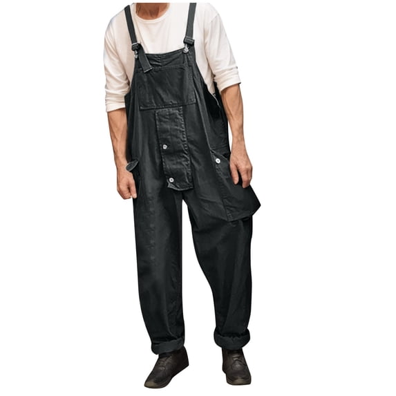 CONZONE Mens Romper Sleeveless Loose Fit Jumpsuits Solid Color One ...