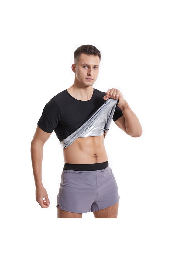 Mens Sauna Shirts Short Sleeve Sauna Shirt for Men Casual Crew Neck Heat Trapping Sweat Vest Compression Workout Tees Soft Cozy Athletic Tops