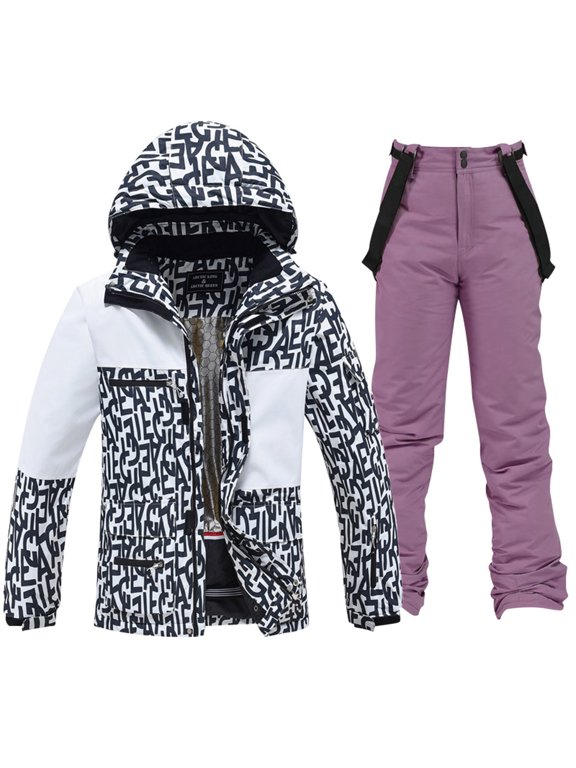 Mens Ski Suits Casual Men's Snowboarding Set Fashion Graphic Windproof Jacket Pants Thick Skiing Suit for Men Warm Thermal Winter Snowsuits