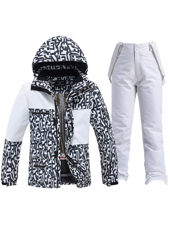 Mens Ski Suits Casual Men's Snowboarding Set Fashion Graphic Windproof Jacket Pants Thick Skiing Suit for Men Warm Thermal Winter Snowsuits