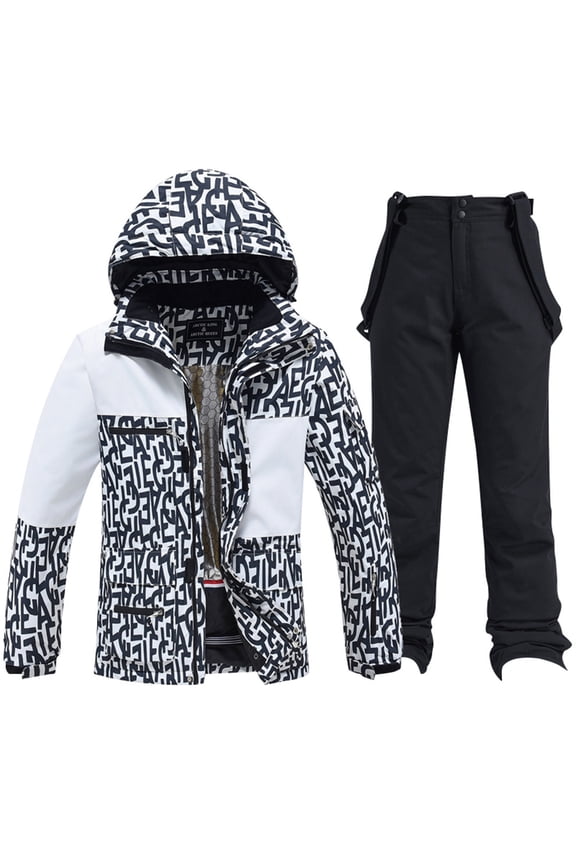 Mens Ski Suits Casual Men's Snowboarding Set Fashion Graphic Windproof Jacket Pants Thick Skiing Suit for Men Warm Thermal Winter Snowsuits