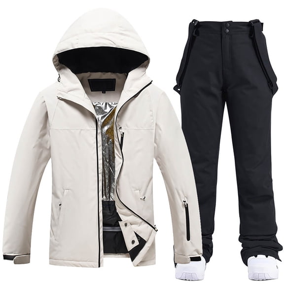 CONZONE Mens Ski Suits Casual Men's Snowboarding Set Solid Color Windproof Jacket Pants Thick Skiing Suit for Men Warm Thermal Winter Snowsuits