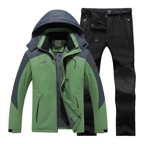 CONZONE Mens Ski Suits Casual Men's Snowboarding Set Solid Color Windproof Jacket Pants Thick Skiing Suit for Men Warm Thermal Winter Snowsuits