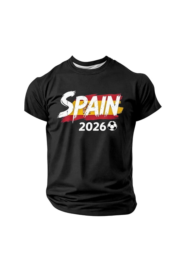 Mens Spain Soccer Tshirts Short Sleeve International Football T-Shirts for Men Casual Crew Neck Graphic Soft Athletic Tops