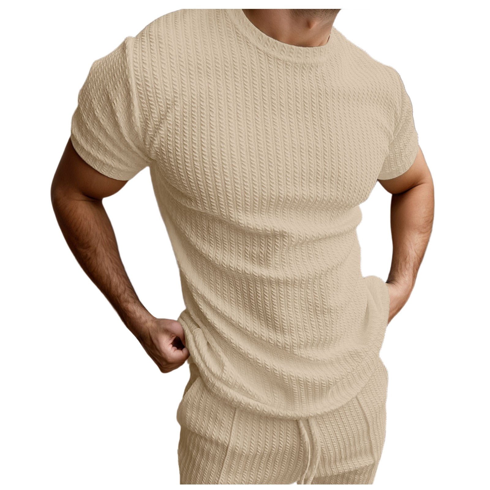 CONZONE Mens Summer Track Suits 2 Peice Sweatsuit for Men Solid Color ...