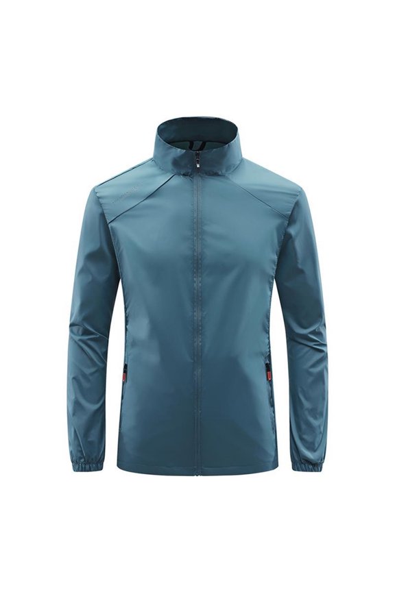 Mens Sun Protection Jacket Full Zip Up Jacket for Men Lightweight Solid Fall Windbreaker Running Jackets With Pockets