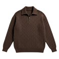 thumbnail image 1 of CONZONE Mens Sweatshirt Long Sleeve Lapel Collar Knit Pullover Sweatshirts For Men Solid Color Cozy Fall Winter Mens Hoodies With Pocket, 1 of 4
