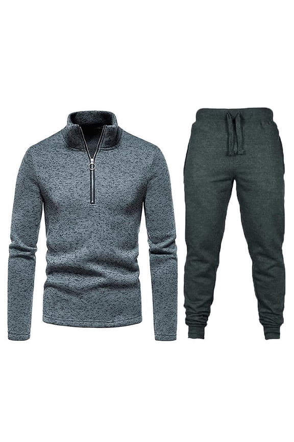 Mens Sweatsuit 2 Peice Set Casual Track Suit for Men Solid Color Long Sleeve Base Tops Pants Warm Fall Winter Athletic Jogging Outfits