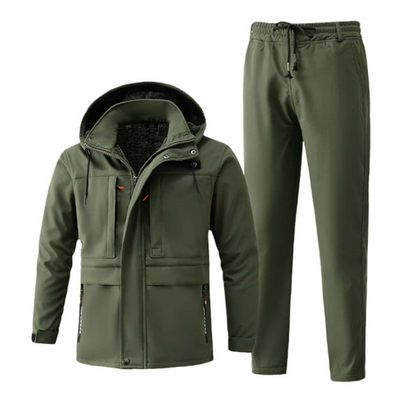 CONZONE Mens Sweatsuit 2 Piece Sets Casual Men's Jogging Tracksuit Set Camouflage Windproof Fleece Jacket Pants Hiking Suit for Men Cozy Fall Winter Athletic Track Suit Outfits