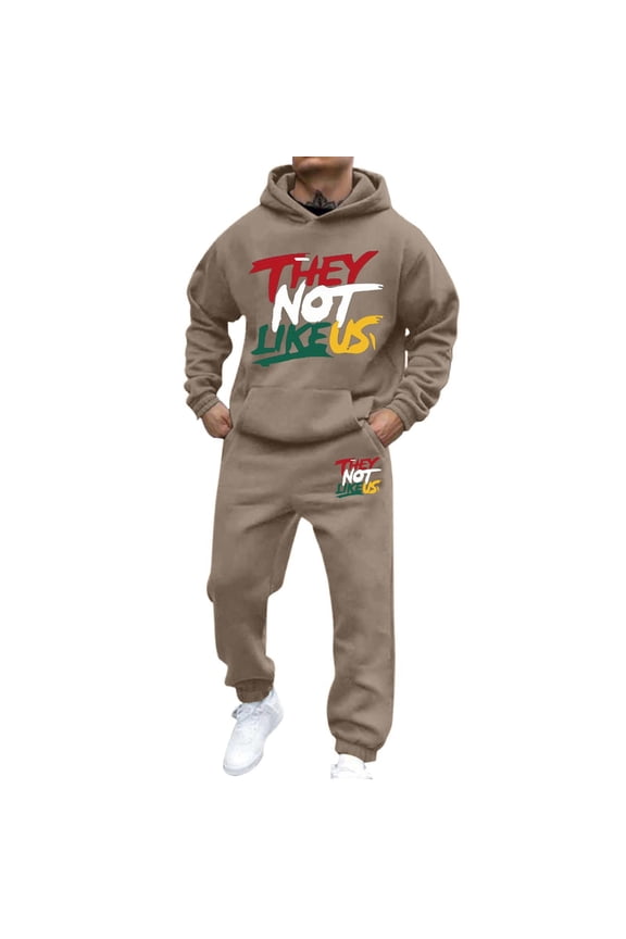 Mens Sweatsuit 2 Piece Sets Casual Men's Jogging Tracksuit Set Letter Graphic Pullover Hoodie Pants Sweat Suit for Men Cozy Fall Winter Athletic Track Suit Outfits